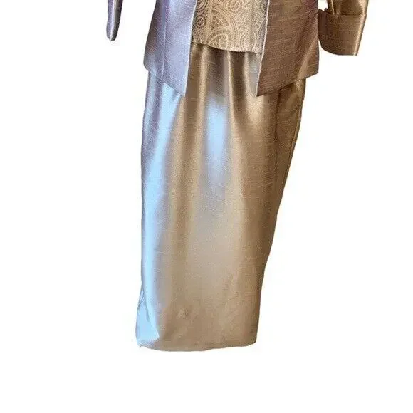 Cachet Champagne Mother of the Bride Full Length Shimmery Dress & Jacket Formal - Picture 3 of 16